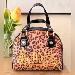 NWT Von Dutch Mini Bag with Leopard Print - Orange and Black